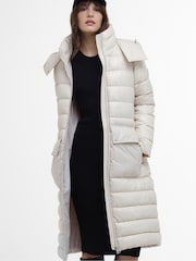 Barbour® International Cream Aisha Longline Hooded Puffer Coat - Image 4 of 7