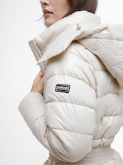 Barbour® International Cream Aisha Longline Hooded Puffer Coat - Image 6 of 7