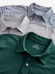 Prep Stripe Regular Fit Short Sleeve Jersey Polo Shirts 3 Pack - Image 2 of 12