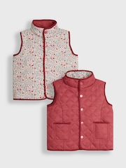 JoJo Maman Bébé Pink Reversible Quilted Gilet - Image 1 of 6