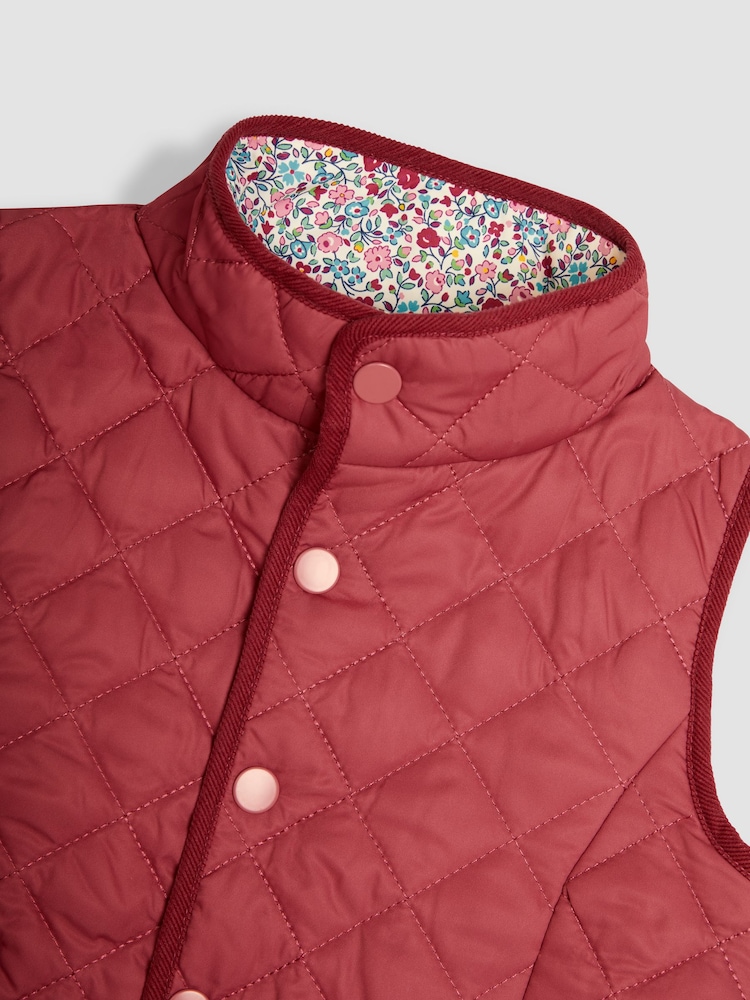 JoJo Maman Bébé Pink Reversible Quilted Gilet - Image 6 of 6