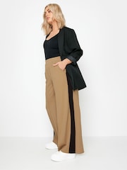 Yours Curve Brown Side Stripe Wide Leg Trousers - Image 2 of 4