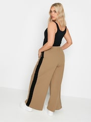 Yours Curve Brown Side Stripe Wide Leg Trousers - Image 3 of 4