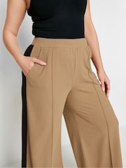 Yours Curve Brown Side Stripe Wide Leg Trousers - Image 4 of 4