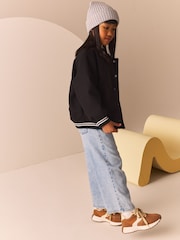 Black Varsity Bomber Jacket with Wool (3-16yrs) - Image 3 of 7