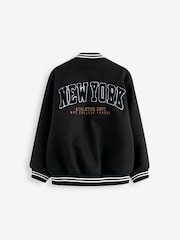 Black Varsity Bomber Jacket with Wool (3-16yrs) - Image 6 of 7