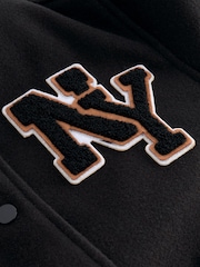 Black Varsity Bomber Jacket with Wool (3-16yrs) - Image 7 of 7