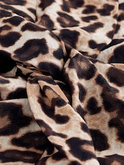 Leopard Animal Print Twist Waist Short Sleeve Midi Dress - Image 6 of 6