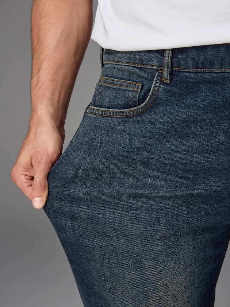 Blue Dark Vintage Straight Fit Vintage Wash Denim Jeans - Image 4 of 11