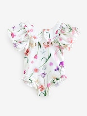 Baker by Ted Baker Floral Frill Collar White Swimsuit - Image 1 of 5