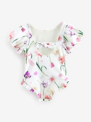Baker by Ted Baker Floral Frill Collar White Swimsuit - Image 2 of 5