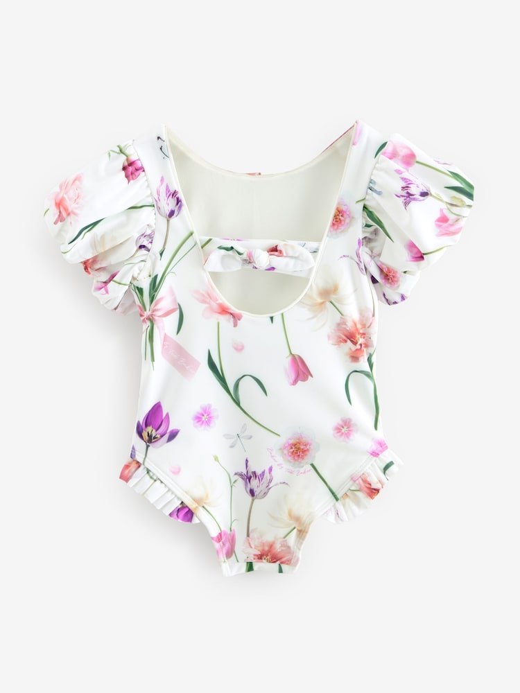 Baker by Ted Baker Floral Frill Collar White Swimsuit - Image 2 of 5