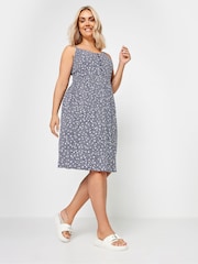 Yours Curve Blue Navy Ditsy Floral Print Strappy Sundress - Image 1 of 5