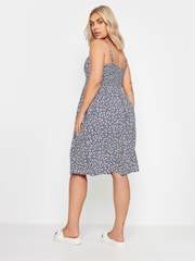 Yours Curve Blue Navy Ditsy Floral Print Strappy Sundress - Image 2 of 5