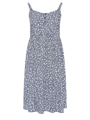 Yours Curve Blue Navy Ditsy Floral Print Strappy Sundress - Image 5 of 5