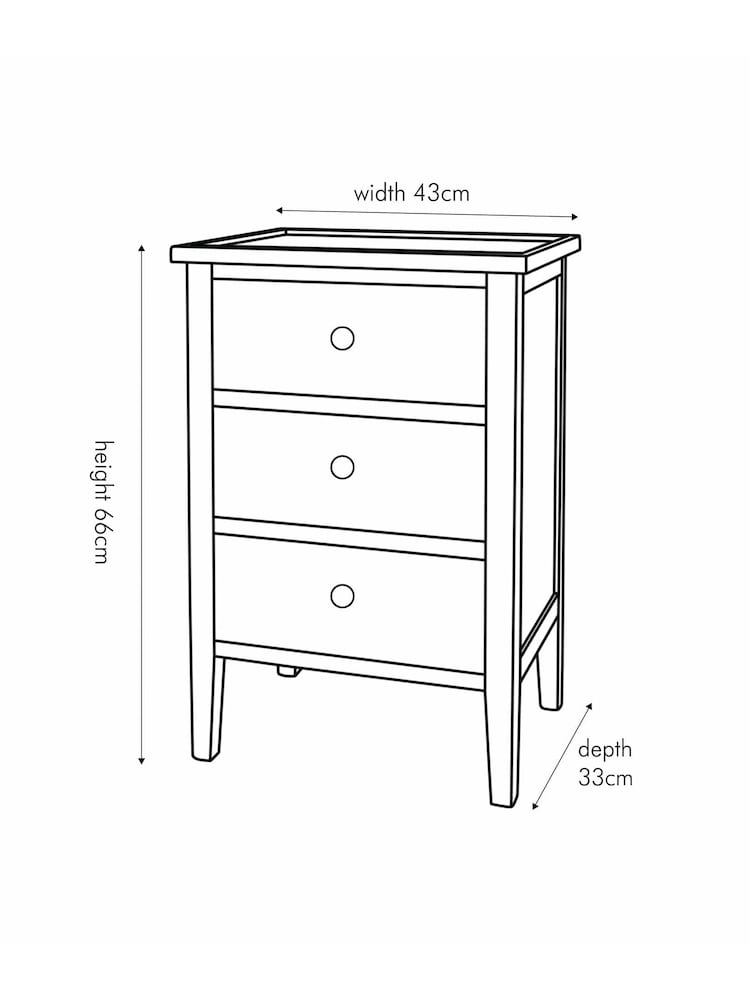 Pacific Satin Black Pine Wood 3 Drawer Bedside Unit - Image 6 of 6 Pacific Satin Black Pine Wood 3 Drawer Bedside Unit - Image 6 of 6