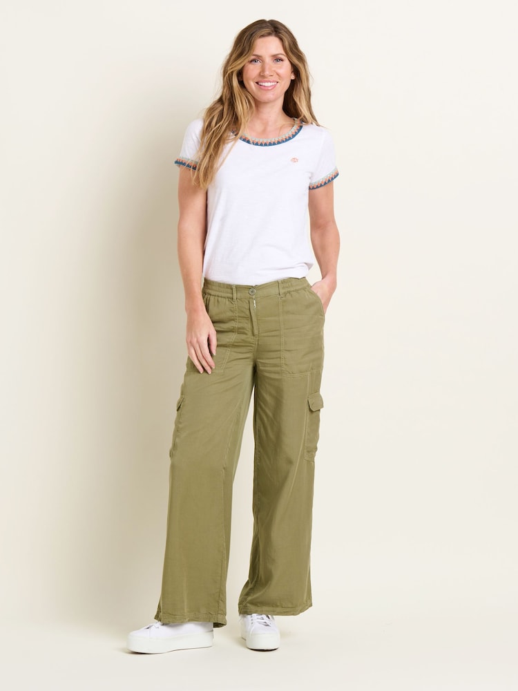 Brakeburn Green Wide Leg Side Pocket Trousers - Image 4 of 4