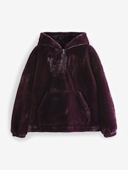 Burgundy Red Faux Fur Half Zip Jacket - Image 4 of 5