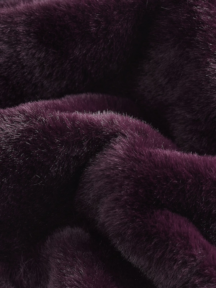 Burgundy Red Faux Fur Half Zip Jacket - Image 5 of 5