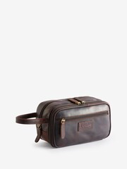Loake Leather Brown Washbag - Image 1 of 3