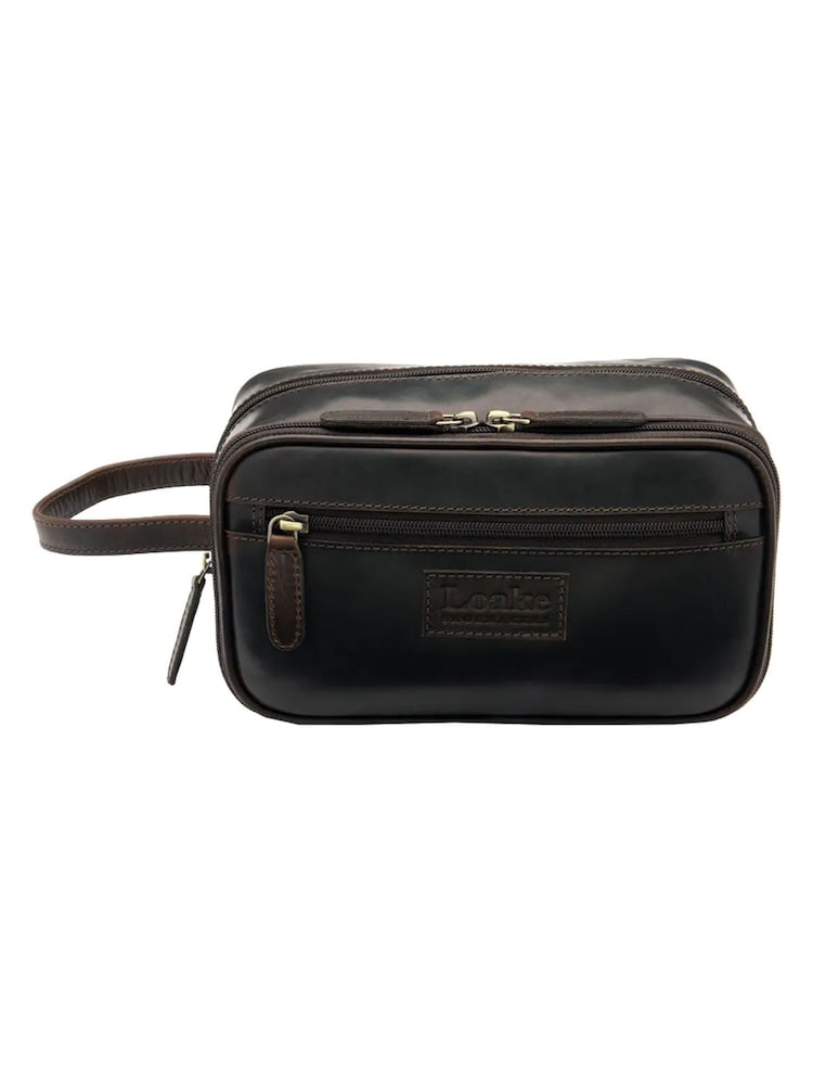 Loake Leather Brown Washbag - Image 2 of 3