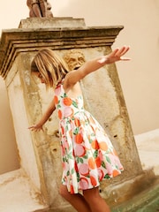 Boden Orange 100% Cotton Peach Cross-Back Dress - Image 4 of 4