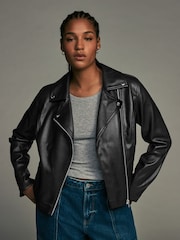 Black Faux Leather Fuller Bust Jacket - Image 1 of 9