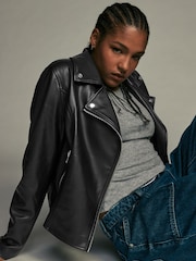 Black Faux Leather Fuller Bust Jacket - Image 4 of 9