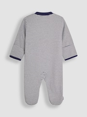 JoJo Maman Bébé Navy Car Embroidered Cotton Baby Sleepsuit - Image 2 of 3