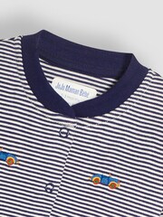 JoJo Maman Bébé Navy Car Embroidered Cotton Baby Sleepsuit - Image 3 of 3