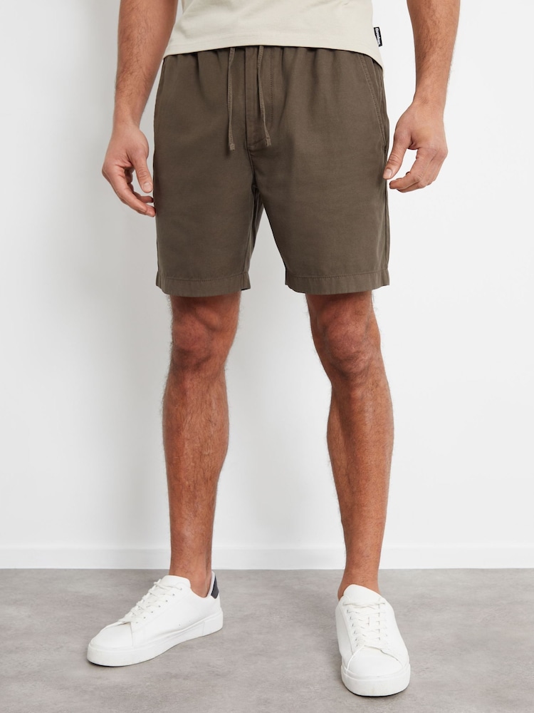 Threadbare Chocolate Cotton Lyocell Jogger Style Shorts - Image 1 of 4
