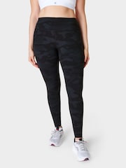 Sweaty Betty Ultra Black Camo Print Full Length Power 7/8 Workout Leggings - Image 1 of 10