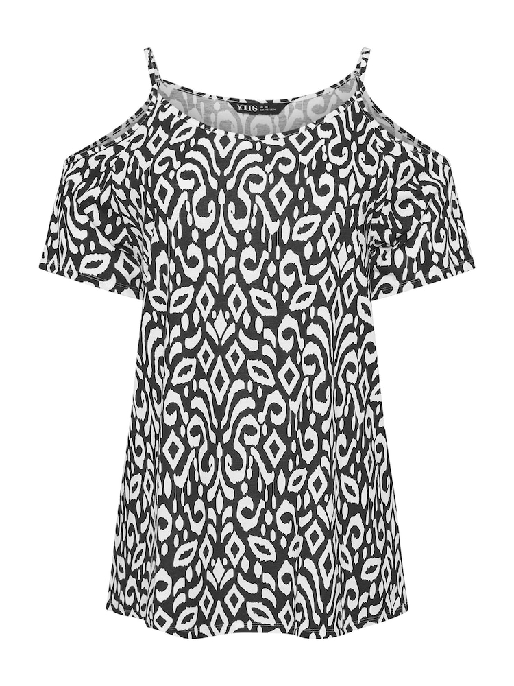 Schwarz - Yours Curve Rainbow Zebra Print Cold Shoulder Top - Bild 5 von 5 Schwarz - Yours Curve Rainbow Zebra Print Cold Shoulder Top - Bild 5 von 5