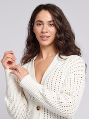 U.S. Polo Assn. White Pointelle Womens Cardigan - Image 1 of 3