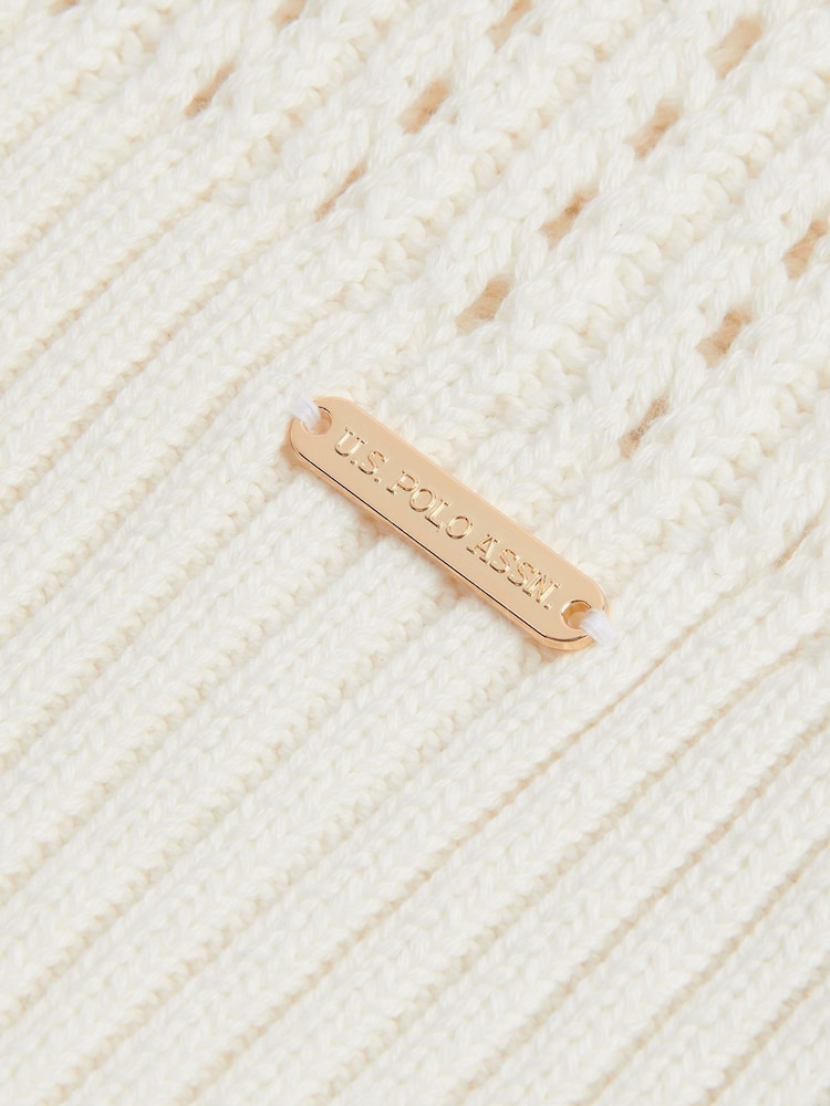 U.S. Polo Assn. White Pointelle Womens Cardigan - Image 2 of 3