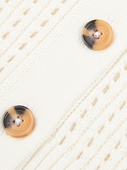 U.S. Polo Assn. White Pointelle Womens Cardigan - Image 3 of 3