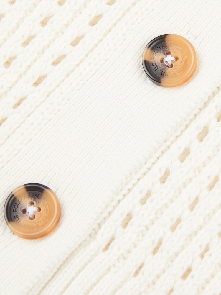 U.S. Polo Assn. White Pointelle Womens Cardigan - Image 3 of 3