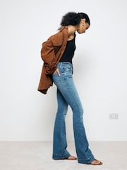 River Island Blue High Rise Tummy Hold Flare Jeans - Image 1 of 4