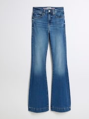 River Island Blue High Rise Tummy Hold Flare Jeans - Image 3 of 4