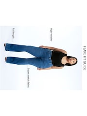 River Island Blue High Rise Tummy Hold Flare Jeans - Image 5 of 5