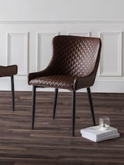 Julian Bowen Set of 2 Brown Luxe Faux Leather Dining Chairs - Image 1 of 6
