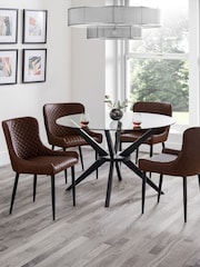 Julian Bowen Set of 2 Brown Luxe Faux Leather Dining Chairs - Image 2 of 6