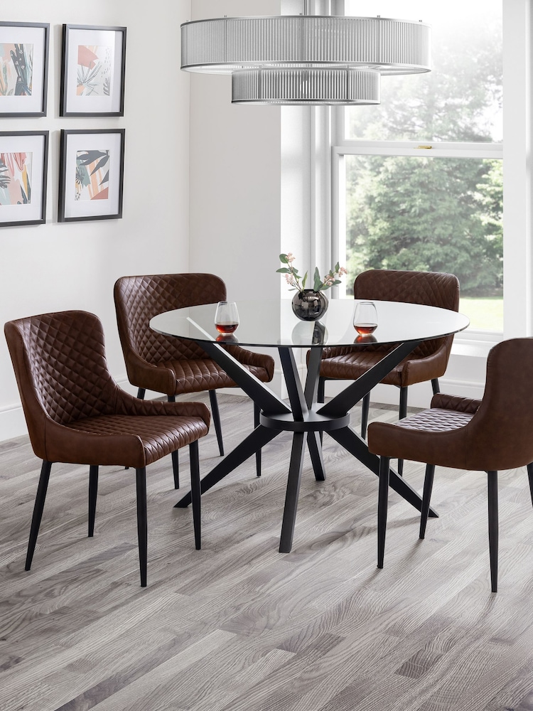 Julian Bowen Set of 2 Brown Luxe Faux Leather Dining Chairs - Image 2 of 6