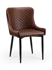 Julian Bowen Set of 2 Brown Luxe Faux Leather Dining Chairs - Image 4 of 6