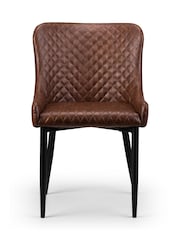 Julian Bowen Set of 2 Brown Luxe Faux Leather Dining Chairs - Image 5 of 6