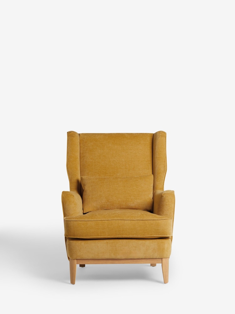 Buy Fine Chenille Ochre Yellow Elswick Highback Armchair from Next