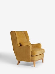 Fine Chenille Ochre Yellow Elswick Highback Armchair - Image 6 of 10