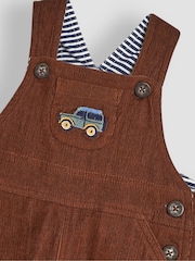 JoJo Maman Bébé Toffee Embroidered Cord Dungarees - Image 3 of 3