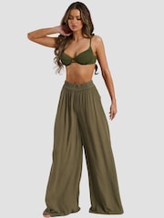 Pantaloni largi din material șifonat South Beach Vicose - Imaginea 4 din 6