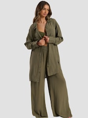 Pantaloni largi din material șifonat South Beach Vicose - Imaginea 5 din 6